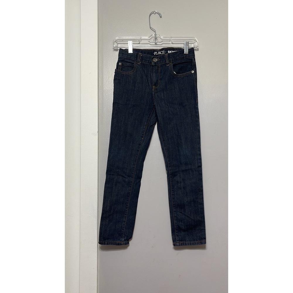 The Childrens Place Boys Skinny Jeans Dark Wash Indigo Size 8 Adjustable Waist